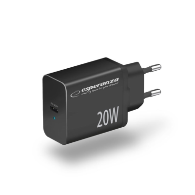 ESPERANZA ŁADOWARKA SIECIOWA 20W USB-C PD CZARNA EZC104K-139442