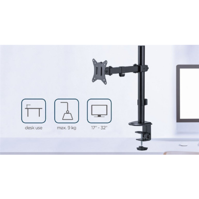 GEMBIRD BIURKOWE REGULOWANE RAMIĘ/UCHWYT NA MONITOR 17-32, VESA 100X100MM, DO 9 KG-159700