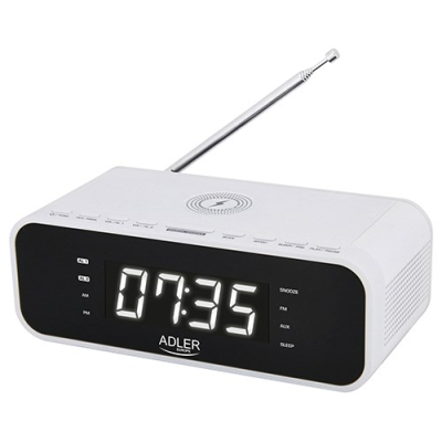 Radiobudzik z bezprzewodową ładowarką i FM Adler Adler-195943