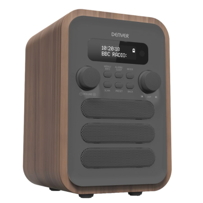 Denver DAB-48GREY radio Osobisty Cyfrowy Szary, Drewno
