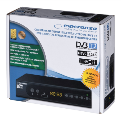 ESPERANZA TUNER DVB-T2 H.265/HEVC EV106P-196630