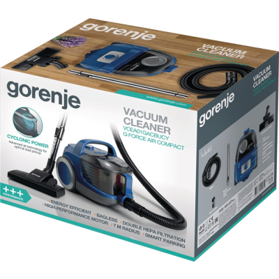 Odkurzacz Gorenje VCEA01GACBUCY bezworkowy, moc 800 W, pojemność kurzu 2.2 L, kolor niebieski-20125