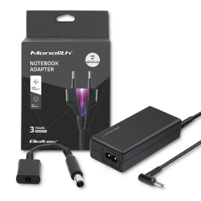 Zasilacz sieciowy Qoltec 51728 do notebooka HP (19 V; 3,33 A; 65W; 4.5 mm x 3 mm)-297516