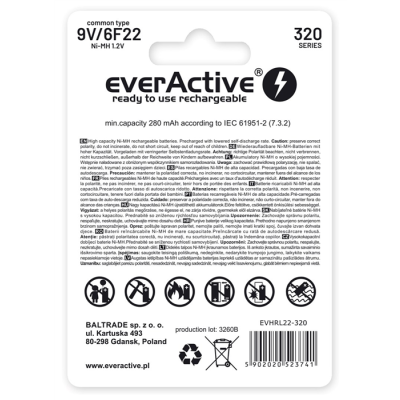 Zestaw akumulatorków everActive EVHRL22-320 (320 mah ; Ni-MH)-385560