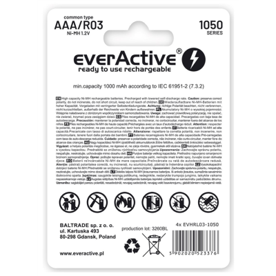 Zestaw akumulatorków everActive Professional line EVHRL03-1050 (1050mAh ; Ni-MH LSD)-49233