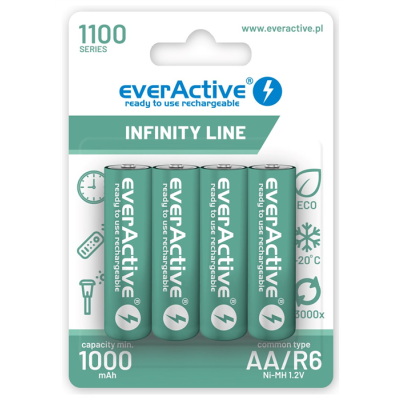EVERACTIVE AKUMULATORKI AA / R6 EVERACTIVE NI-MH 1100 MAH INFINITY LINE - BLISTER 4 SZTUKI EVHRL6-1100