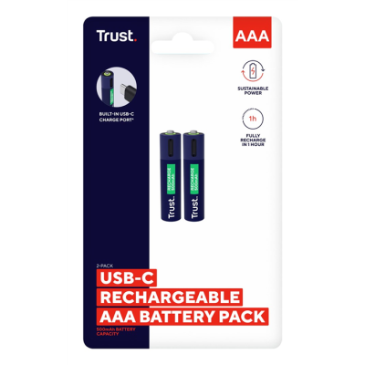 Baterie AAA Trust USB-C RECHARGEABLE BATTERIES 2P-49645