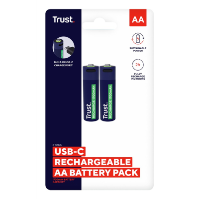 Baterie AA Trust USB-C RECHARGEABLE BATTERIES 2P-49654