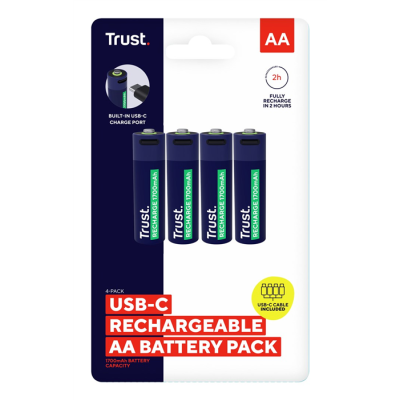 Baterie AA Trust USB-C RECHARGEABLE BATTERIES 4P-49694