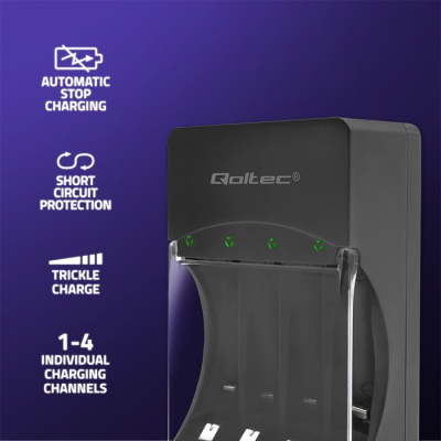 QOLTEC ŁADOWARKA DO AKUMULATORKÓW NI-MH TYPU R03/AAA R06/AA | 300MA-49751
