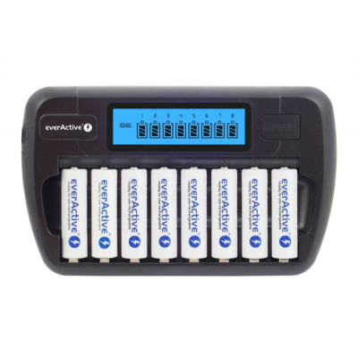 EVERACTIVE ŁADOWARKA PROCESOROWA AAA/AA, 8 W PEŁNI NIEZALEŻNYCH KANAŁÓW, ŁADOWANIE, ODŚWIEŻANIE, ADAPTER 12V W ZEST. NC-800