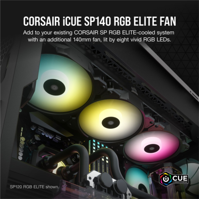 Corsair SP140 RGB ELITE Obudowa komputera Wentylator 14 cm Czarny 1 szt.-59771