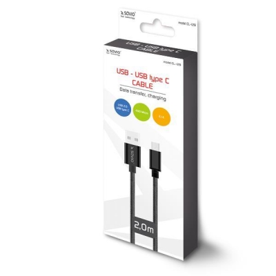 Kabel SAVIO CL-129 (USB typu C - USB 2.0 typu A ; 2m; kolor czarny)-1215393