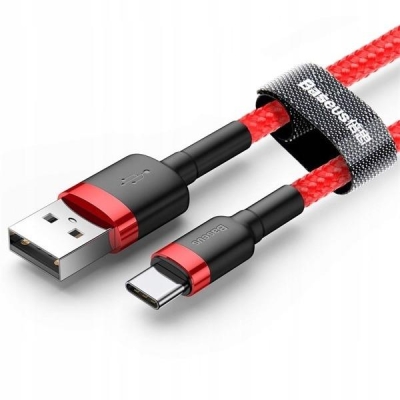 Kabel Baseus Cafule CATKLF-A09 (USB 2.0 - USB typu C ; 0,50m; kolor czerwony)-1252748