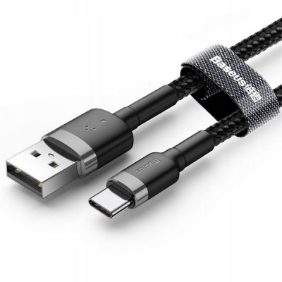 Kabel Baseus Cafule CATKLF-CG1 (USB 2.0 - USB typu C ; 2m; kolor szaro-czarny)-1295216