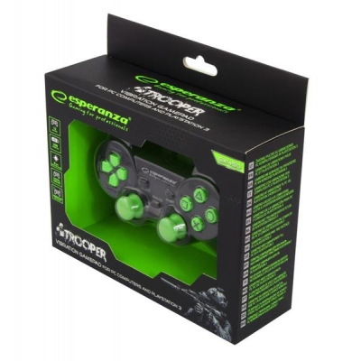 Gamepad kontroler Esperanza TROOPER EGG107G (PC, PS3; kolor czarno-zielony)-2104166