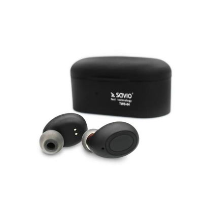 Słuchawki SAVIO TWS-04 (bluetooth; bezprzewodowe, Bluetooth; z wbudowanym mikrofonem; kolor czarny-2157258