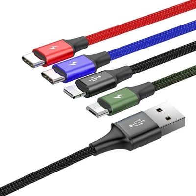 Zestaw kabli zasilający Baseus CA1T4-B01 (USB - Lightning, Micro USB, USB typu C ; 1,2m; kolor czarny)-2618756