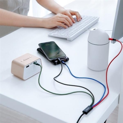 Zestaw kabli zasilający Baseus CA1T4-B01 (USB - Lightning, Micro USB, USB typu C ; 1,2m; kolor czarny)-2618759