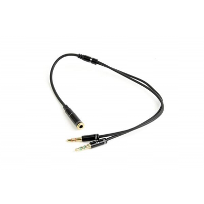 Kabel GEMBIRD CCA-418M (Mini Jack x2 M - 4-Pin, Jack stereo 3,5 mm F; 0,20m; kolor czarny)-2634750