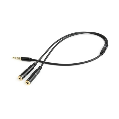 Kabel GEMBIRD CCA-417M (4-Pin, Mini Jack M - 2x Mini Jack F; 0,20m; kolor czarny)-2634752