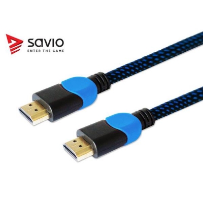 Kabel SAVIO GCL-05 (HDMI M - HDMI M; 3m; kolor czarno-niebieski)-2708654