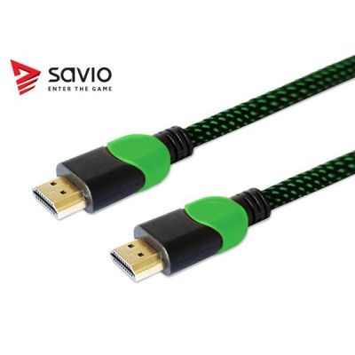 Kabel SAVIO GCL-06 (HDMI M - HDMI M; 3m; kolor czarno-zielony)-2708670