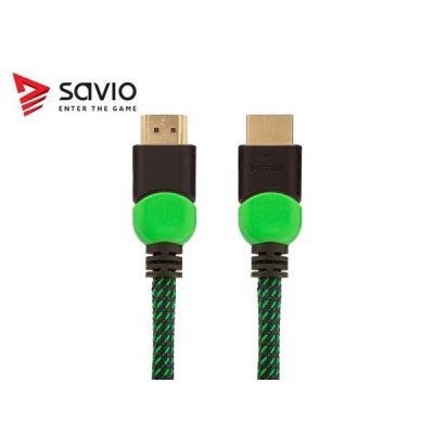 Kabel SAVIO GCL-06 (HDMI M - HDMI M; 3m; kolor czarno-zielony)-2713770