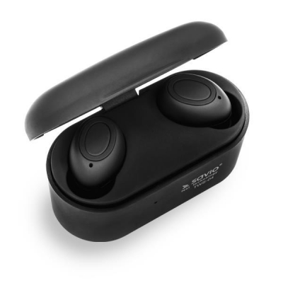 Słuchawki SAVIO TWS-04 (bluetooth; bezprzewodowe, Bluetooth; z wbudowanym mikrofonem; kolor czarny-2887153