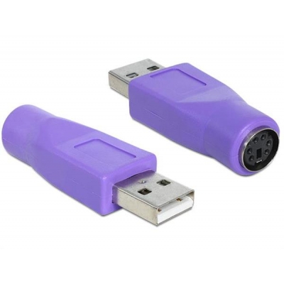 Adapter DELOCK 65461 (USB 2.0 M - PS/2 F; kolor fioletowy)-2904896