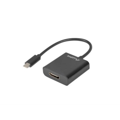 Adapter Lanberg AD-UC-HD-01 (USB typu C M - HDMI F; 0,15m; kolor czarny)-2905101