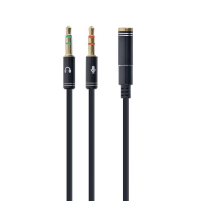 Kabel GEMBIRD CCA-418M (Mini Jack x2 M - 4-Pin, Jack stereo 3,5 mm F; 0,20m; kolor czarny)-2634751