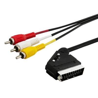 Kabel męski SAVIO CL-133 (SCART M - RCA x 3 M; 2m; kolor czarny)-2905724