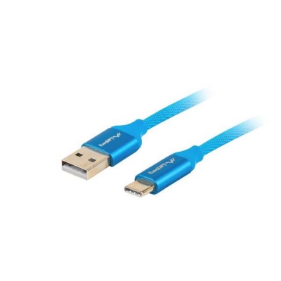 Kabel Lanberg Premium QC 3.0 CA-USBO-22CU-0018-BL (USB 2.0 typu A M - USB typu C M; 1,8m; kolor niebieski)-2905844