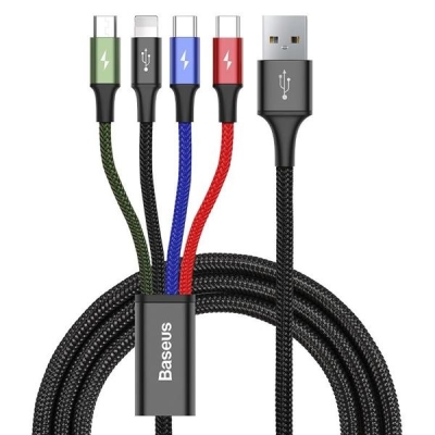 Zestaw kabli zasilający Baseus CA1T4-B01 (USB - Lightning, Micro USB, USB typu C ; 1,2m; kolor czarny)-2906276