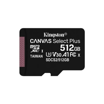 Karta pamięci z adapterem Kingston Canvas Select Plus SDCS2/512GB (512GB; Class 10, Class U1, V10; + adapter)-2943989