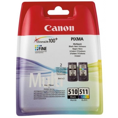 Zestaw tuszy Canon 2970B010 (oryginał PG510/CL511 PG-510/CL-511; 2 x 9 ml; czarny, kolor)-2962241