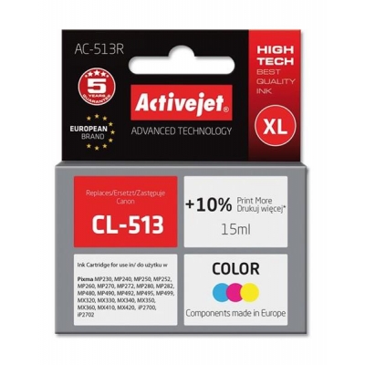 Tusz Activejet AC-513R (zamiennik Canon CL-513; Premium; 15 ml; kolor)-2962284