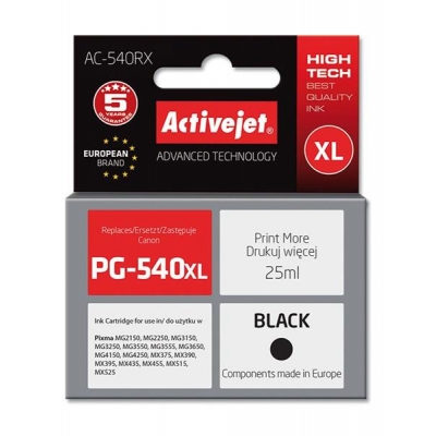 Tusz Activejet AC-540RX (zamiennik Canon PG-540XL; Premium; 25 ml; czarny)-2962292