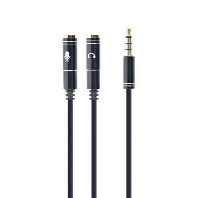 Kabel GEMBIRD CCA-417M (4-Pin, Mini Jack M - 2x Mini Jack F; 0,20m; kolor czarny)-3001439