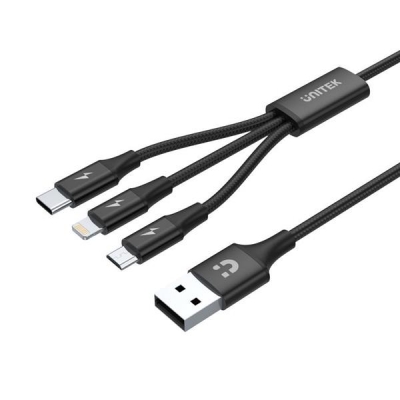 UNITEK PRZEWÓD USB 3IN1CHARGING (C,LIGHTNING,MUSB)-3001600