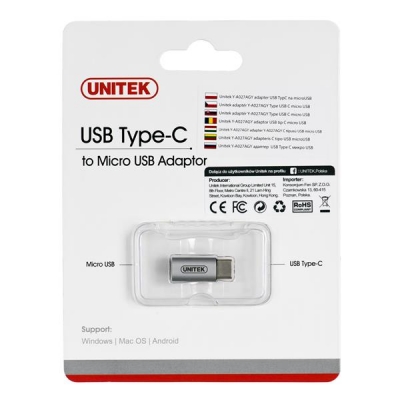 UNITEK ADAPTER USB TYPC - MICROUSB, Y-A027AGY-3075732
