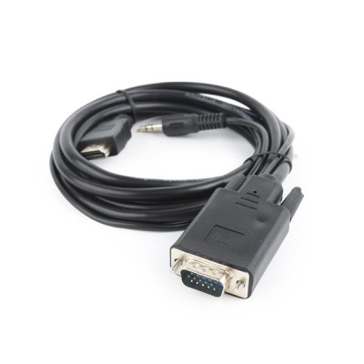 Adapter GEMBIRD A-HDMI-VGA-03-10 (HDMI M - D-Sub (VGA), Jack stereo 3,5 mm M; 3m; kolor czarny)-3172749