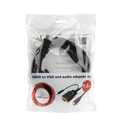 Adapter GEMBIRD A-HDMI-VGA-03-10 (HDMI M - D-Sub (VGA), Jack stereo 3,5 mm M; 3m; kolor czarny)-3172750