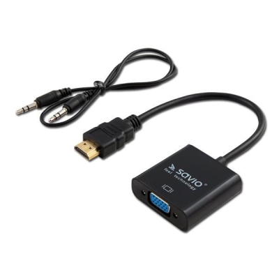 Adapter SAVIO CL-23/B (HDMI M - D-Sub (VGA) F; 0,20m; kolor czarny)-3352632