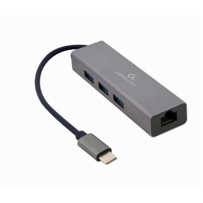 GEMBIRD ADAPTER USB-C -> LAN RJ-45 1GB NA KABLU HUB 3X USB 3.1
