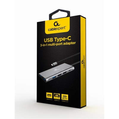 GEMBIRD WIELOPORTOWY ADAPTER USB TYPU C 3 W 1 (HUB USB + HDMI + PD)-4879896