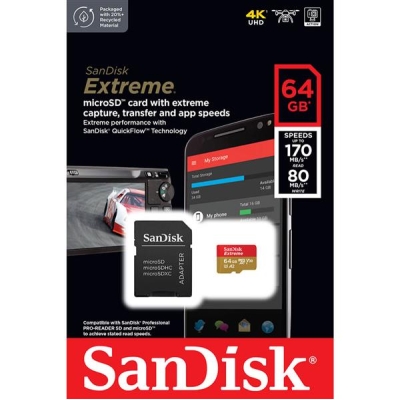 SANDISK EXTREME microSDXC 64 GB 170/80 MB/s A2-5481099