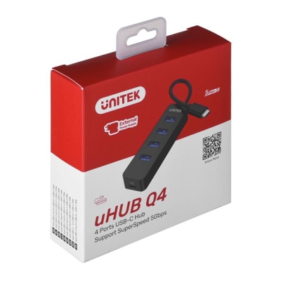 UNITEK HUB USB-C 4XUSB-A 3.1, AKTYWNY, 10 W, H1117B-5481347