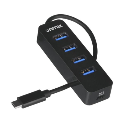 UNITEK HUB USB-C 4XUSB-A 3.1, AKTYWNY, 10 W, H1117B